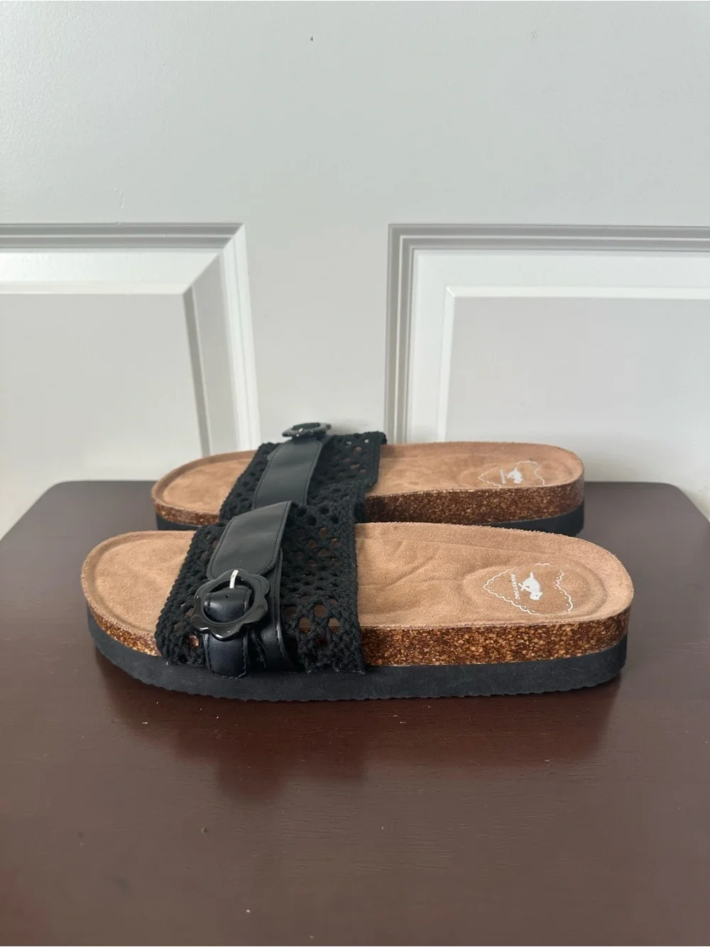 Rocket Dog Alma Black Crochet Strap Slide On Sandals Size 10